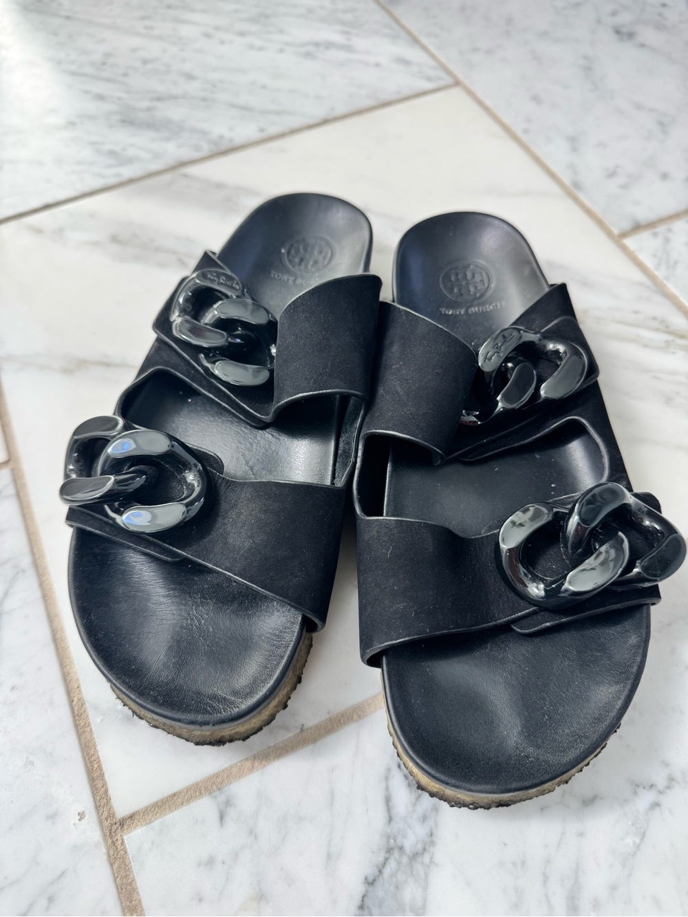 Tory Burch Adrian Slide in Black Suede - Picture 3 of 5